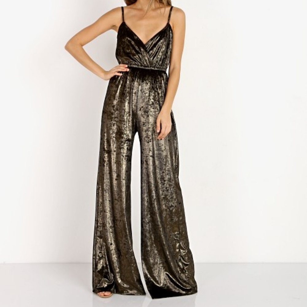 Show Me Your Mumu Gold Velvet Jumpsuit